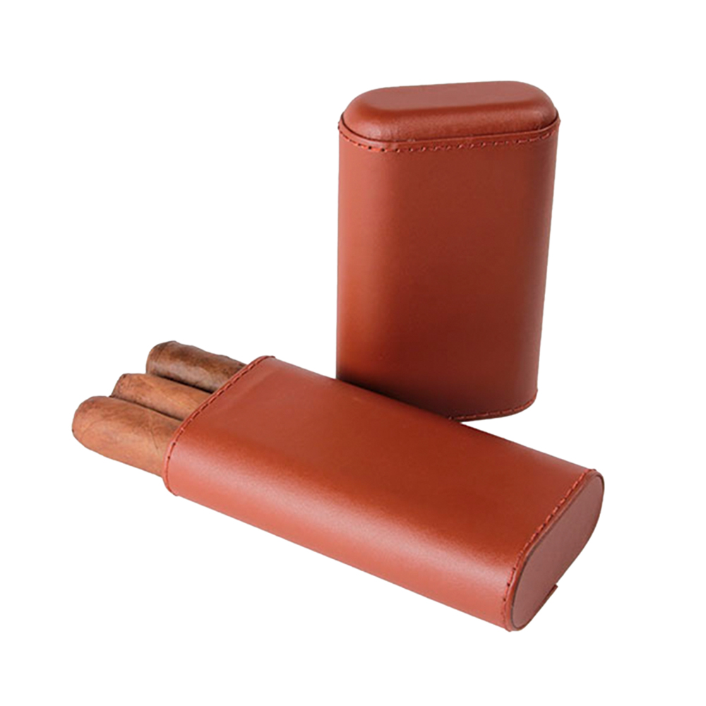 Brown Cigar case 3 cigars